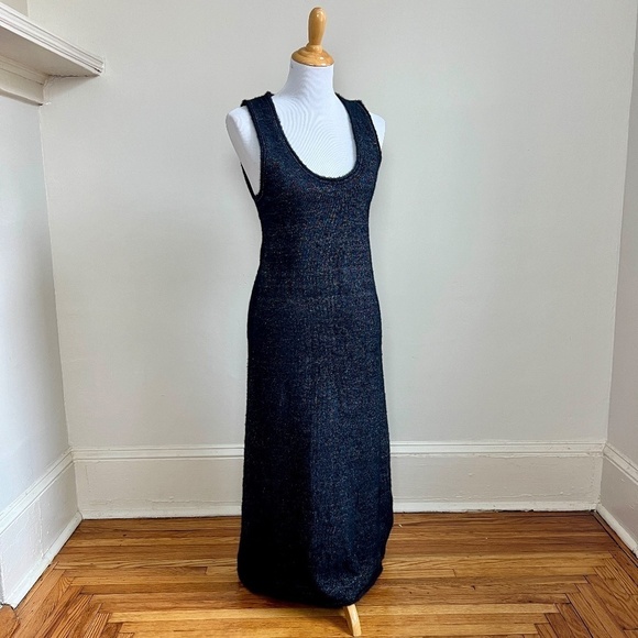 NEW ZARA Woman Midi Black Metallic Fuzzy Knit Cozy Sweater Dress Medium - Picture 8 of 14